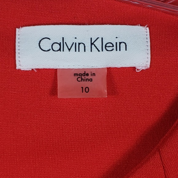 Calvin Klein Womens Dress Grommet Neck Sheath 10 Red Sleeveless Workwear Chic - Picture 5 of 12